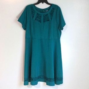 Lane Bryant midi dress teal lace panels size 18/20